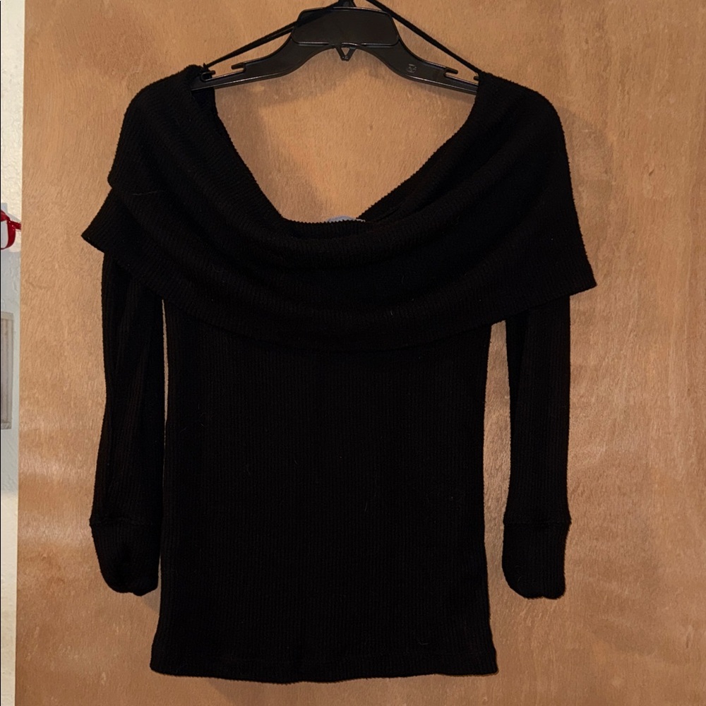 Free People Black Off-the-Shoulder Sweater